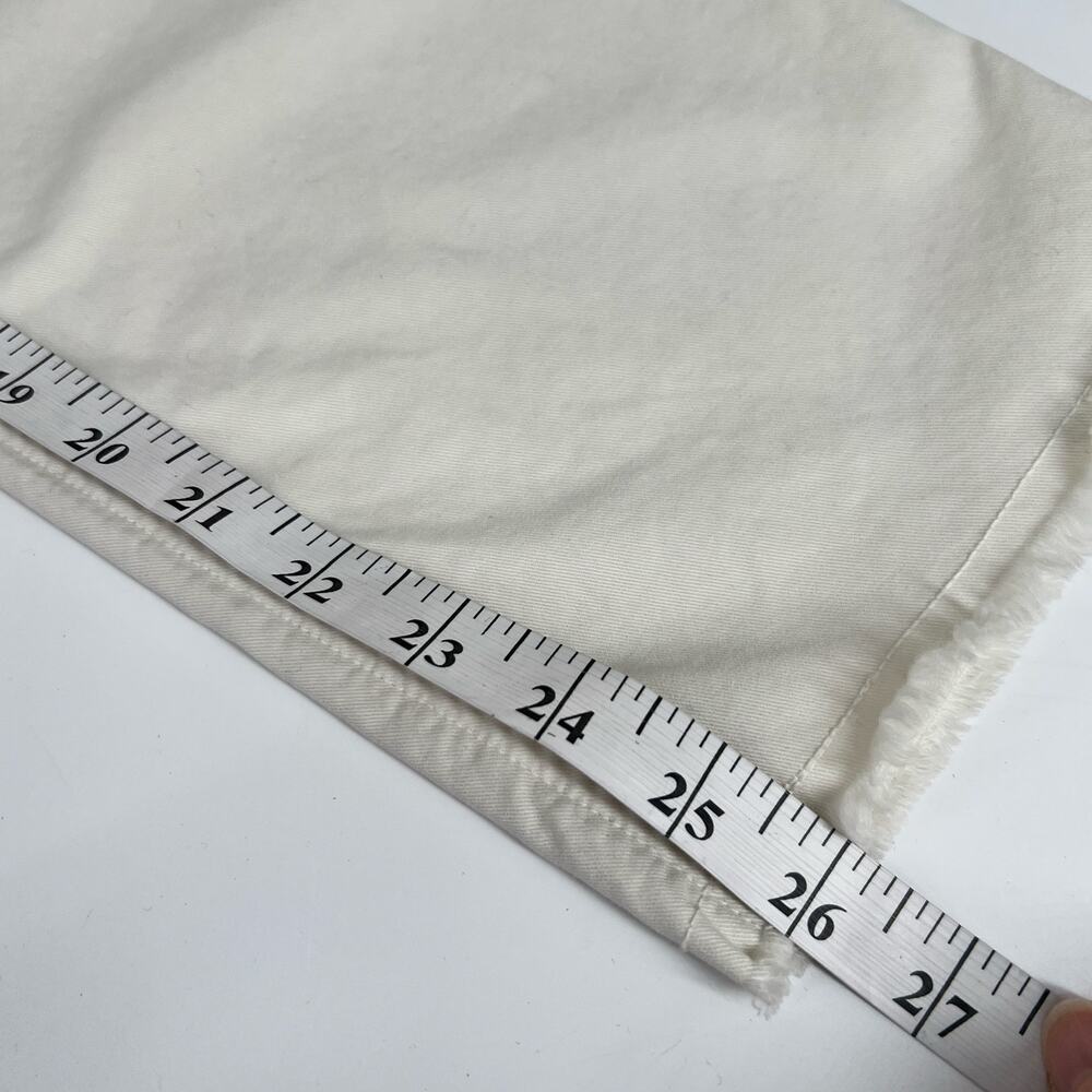 Nili Lotan Jenna Cropped Raw-Edge Pants Women 12 Eggshell Cotton Twill Cream USA - Picture 11 of 11